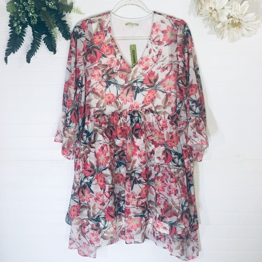 Gianni Binni Poppy Wava Chiffon Floral Dress NWT Size Small
